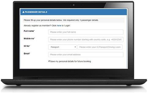 Fill in passenger details