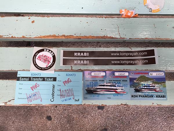 Lomprayah Ferry Ticket and Black Sticker