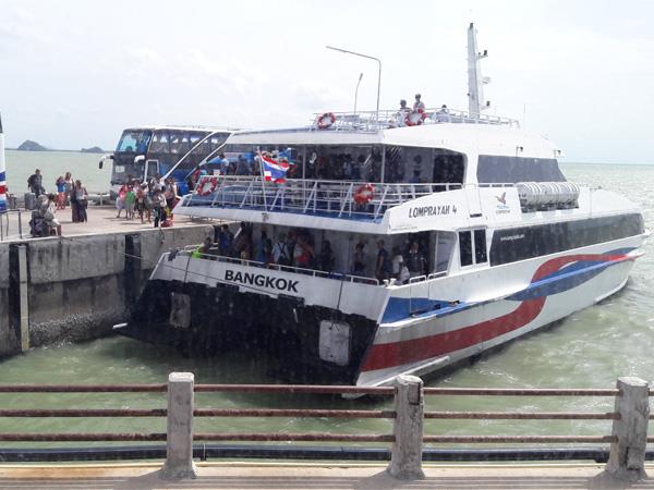 Alight from ferry in Surat Thani Donsak Pier