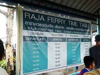 Schedule at the pier
