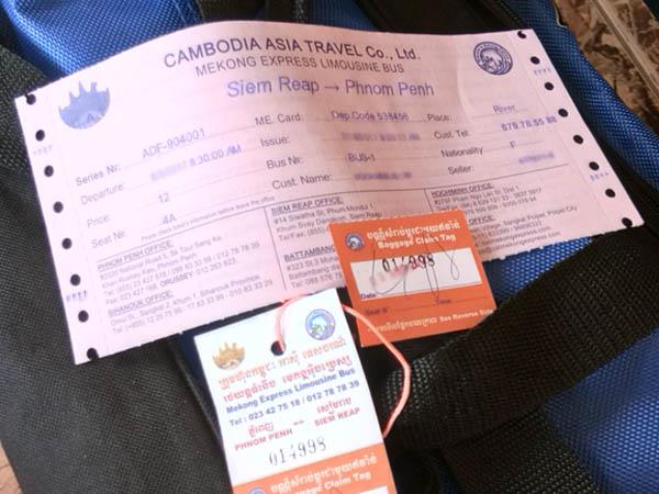 Mekong Express Ticket and Luggage Claim Tag