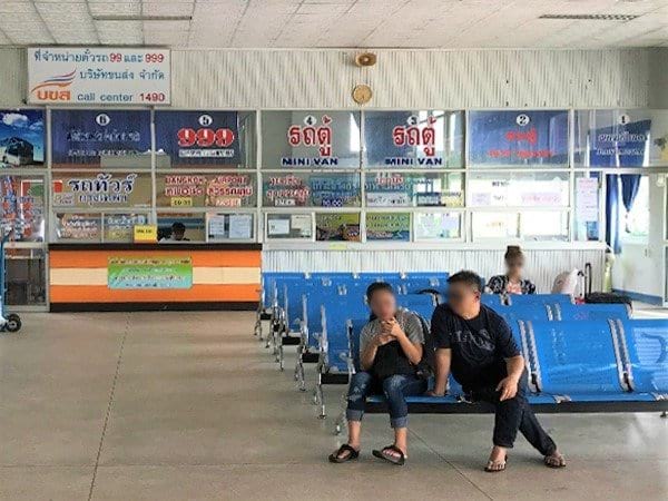 Waiting areas in front of the counters