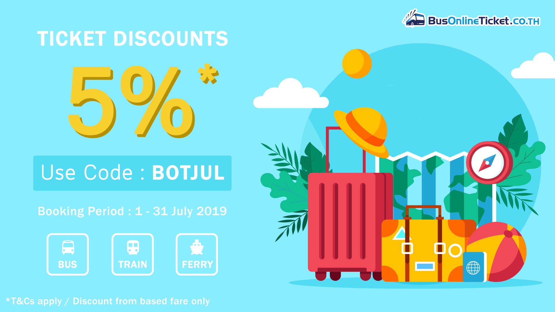 July Promo Code Discount 5 Off Busonlineticket Thailand. 